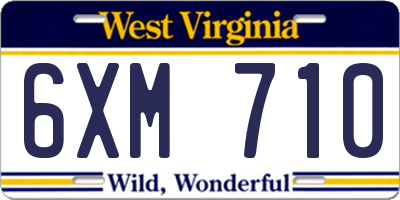 WV license plate 6XM710