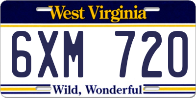 WV license plate 6XM720