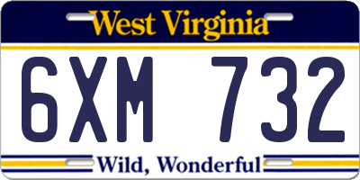 WV license plate 6XM732