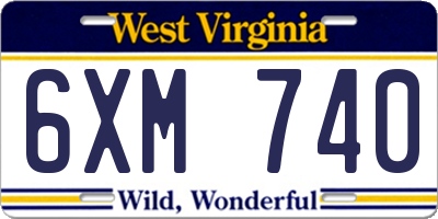 WV license plate 6XM740