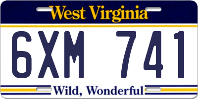 WV license plate 6XM741