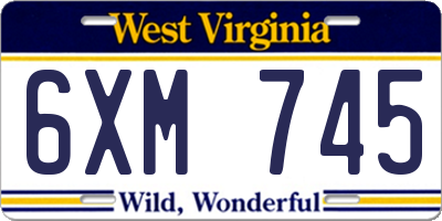 WV license plate 6XM745