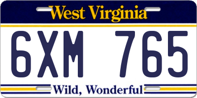 WV license plate 6XM765