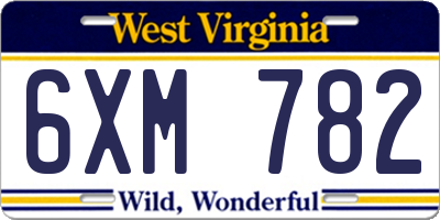 WV license plate 6XM782