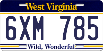 WV license plate 6XM785