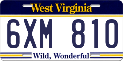 WV license plate 6XM810