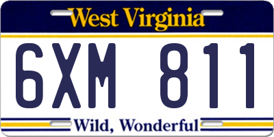 WV license plate 6XM811