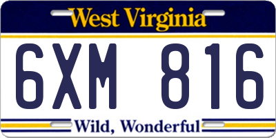 WV license plate 6XM816