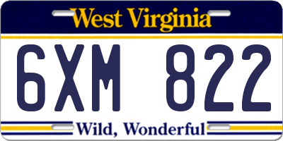 WV license plate 6XM822