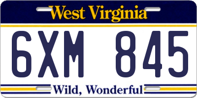 WV license plate 6XM845