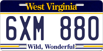 WV license plate 6XM880
