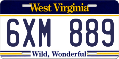WV license plate 6XM889