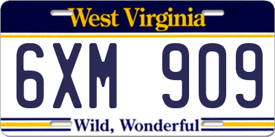 WV license plate 6XM909