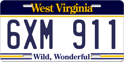 WV license plate 6XM911