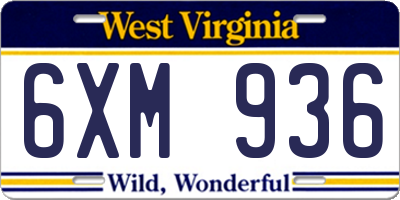 WV license plate 6XM936