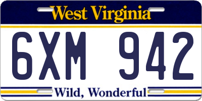 WV license plate 6XM942