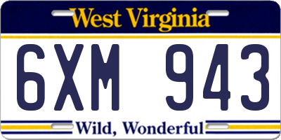 WV license plate 6XM943