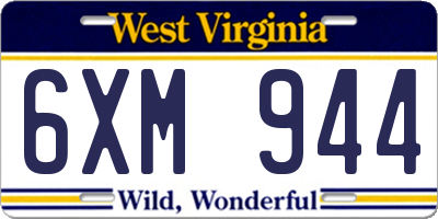 WV license plate 6XM944