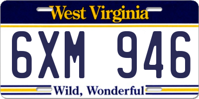WV license plate 6XM946
