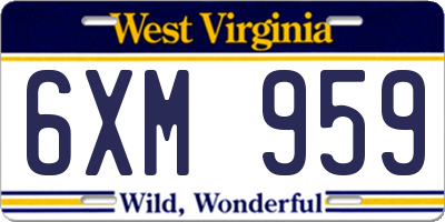 WV license plate 6XM959