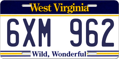 WV license plate 6XM962