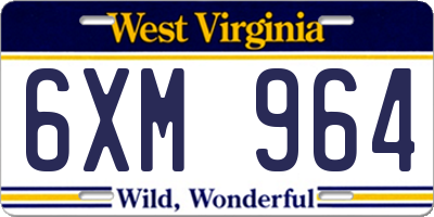 WV license plate 6XM964