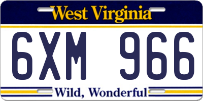 WV license plate 6XM966