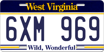 WV license plate 6XM969