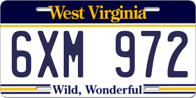 WV license plate 6XM972