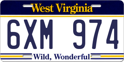 WV license plate 6XM974