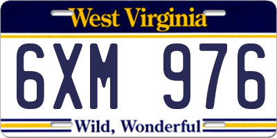 WV license plate 6XM976