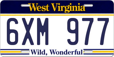 WV license plate 6XM977