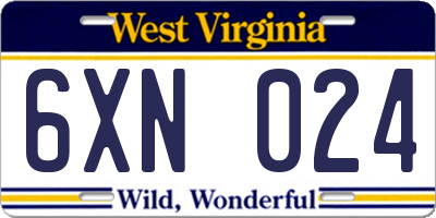 WV license plate 6XN024