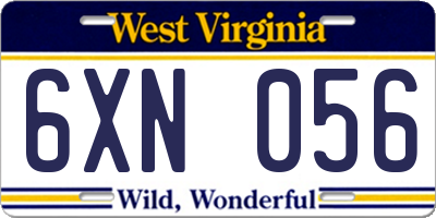 WV license plate 6XN056