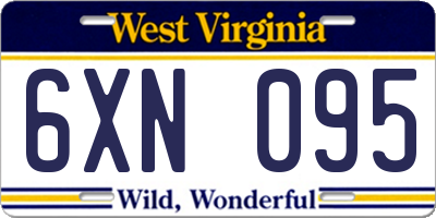 WV license plate 6XN095