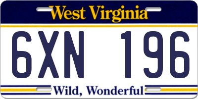 WV license plate 6XN196
