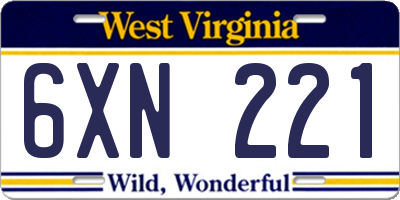 WV license plate 6XN221