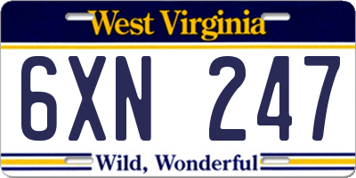 WV license plate 6XN247