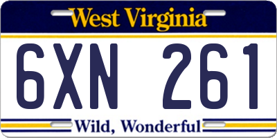 WV license plate 6XN261