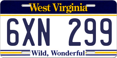 WV license plate 6XN299