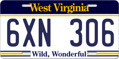WV license plate 6XN306