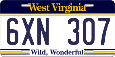 WV license plate 6XN307