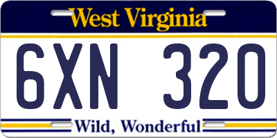 WV license plate 6XN320