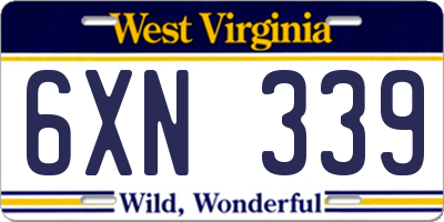 WV license plate 6XN339