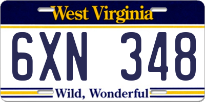 WV license plate 6XN348