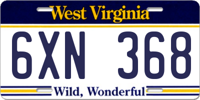 WV license plate 6XN368