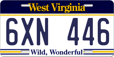 WV license plate 6XN446
