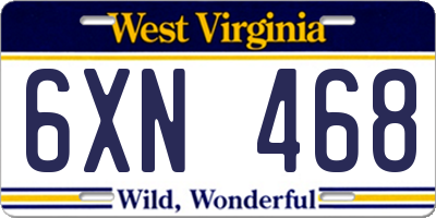 WV license plate 6XN468