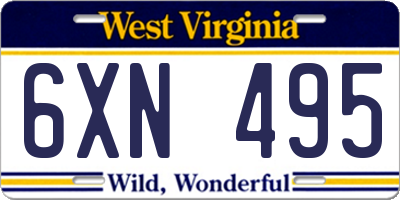 WV license plate 6XN495