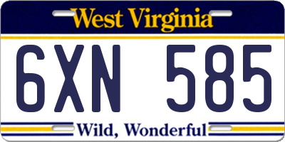 WV license plate 6XN585